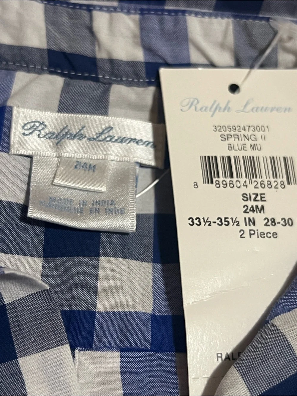 Ralph Lauren Blue and White Gingham Button-Down Shirt